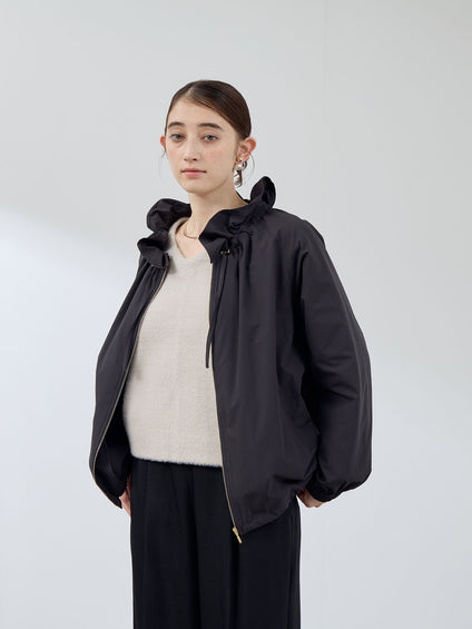 2WAYサーブルクロスフリルネックブルゾン