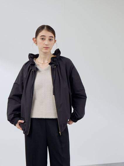 2WAYサーブルクロスフリルネックブルゾン