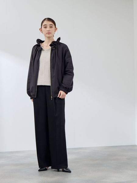 2WAYサーブルクロスフリルネックブルゾン