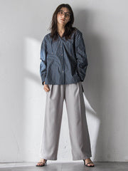 ストライプフーディオーバーシャツ≪手洗い可能≫