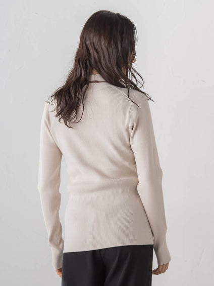 【Skinea】≪着るスキンケア≫リブハイネックニット