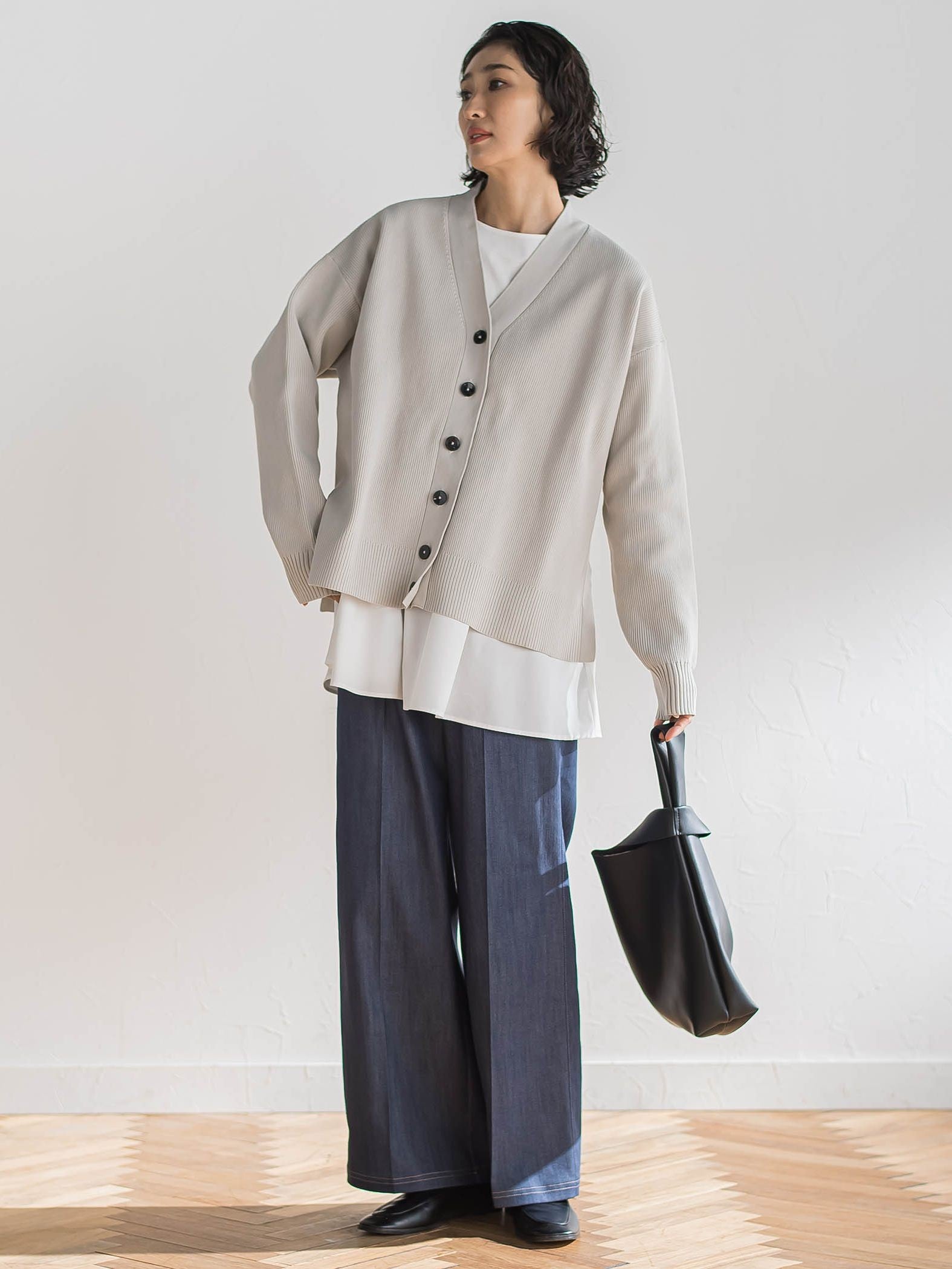 セルロースデニムワイドパンツ