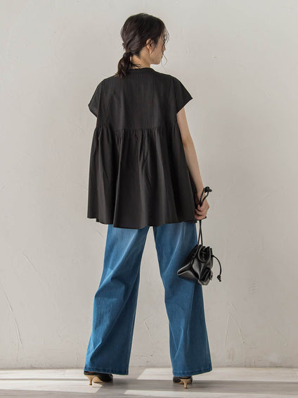 【WEB限定】キャンブリック立体刺繍ピンタックブラウス