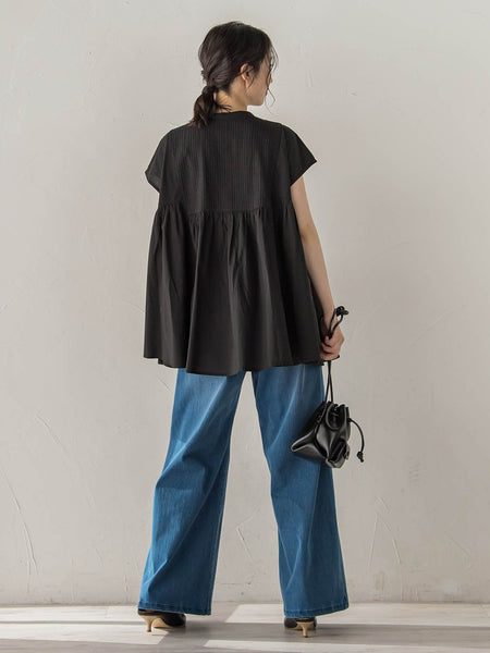 【WEB限定】キャンブリック立体刺繍ピンタックブラウス