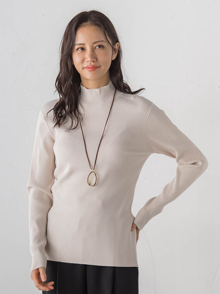 【Skinea】≪着るスキンケア≫リブハイネックニット