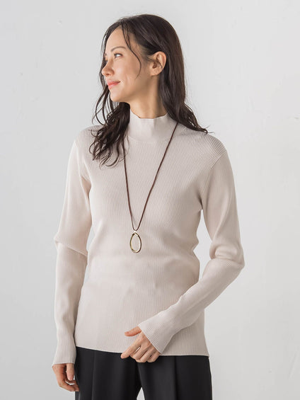 【Skinea】≪着るスキンケア≫リブハイネックニット