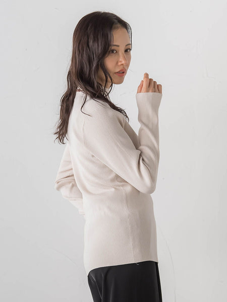 【Skinea】≪着るスキンケア≫リブハイネックニット