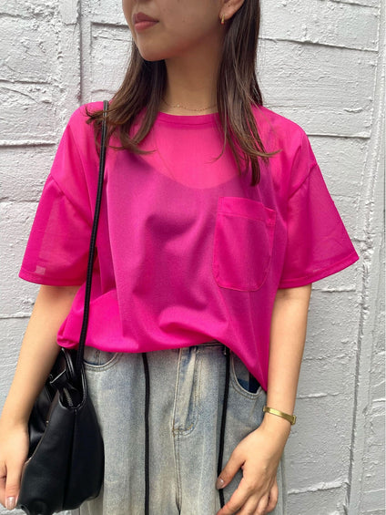 【ENIM BY VICKY】ポケット付きシアーTシャツ《手洗い可能》