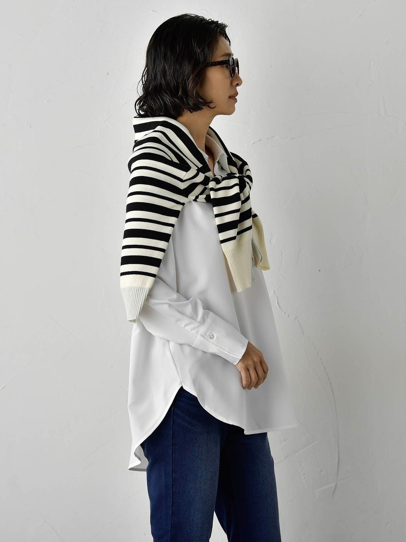 【WEB限定】”3コーデが叶う2点セット”ニット×シャツ≪手洗い可能≫