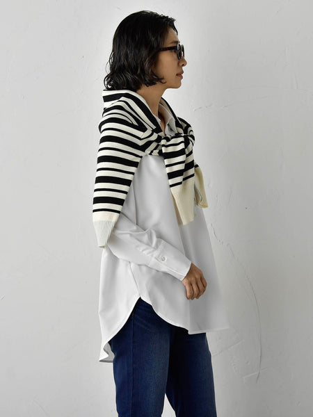 【WEB限定】”3コーデが叶う2点セット”ニット×シャツ≪手洗い可能≫