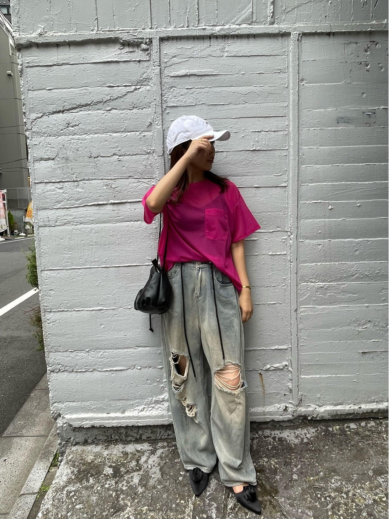 【ENIM BY VICKY】ポケット付きシアーTシャツ《手洗い可能》