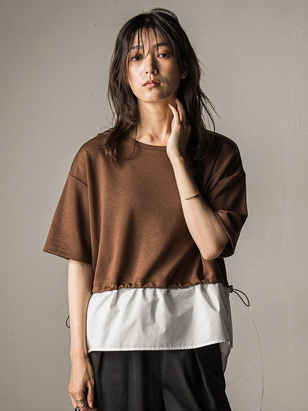 【WEB限定】シャツレイヤード風プルオーバー≪手洗い可能≫