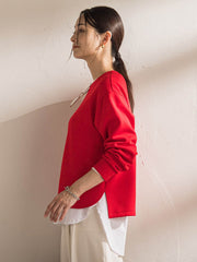 【WEB限定】《暖色美》裏起毛クルーネックトップス≪手洗い≫