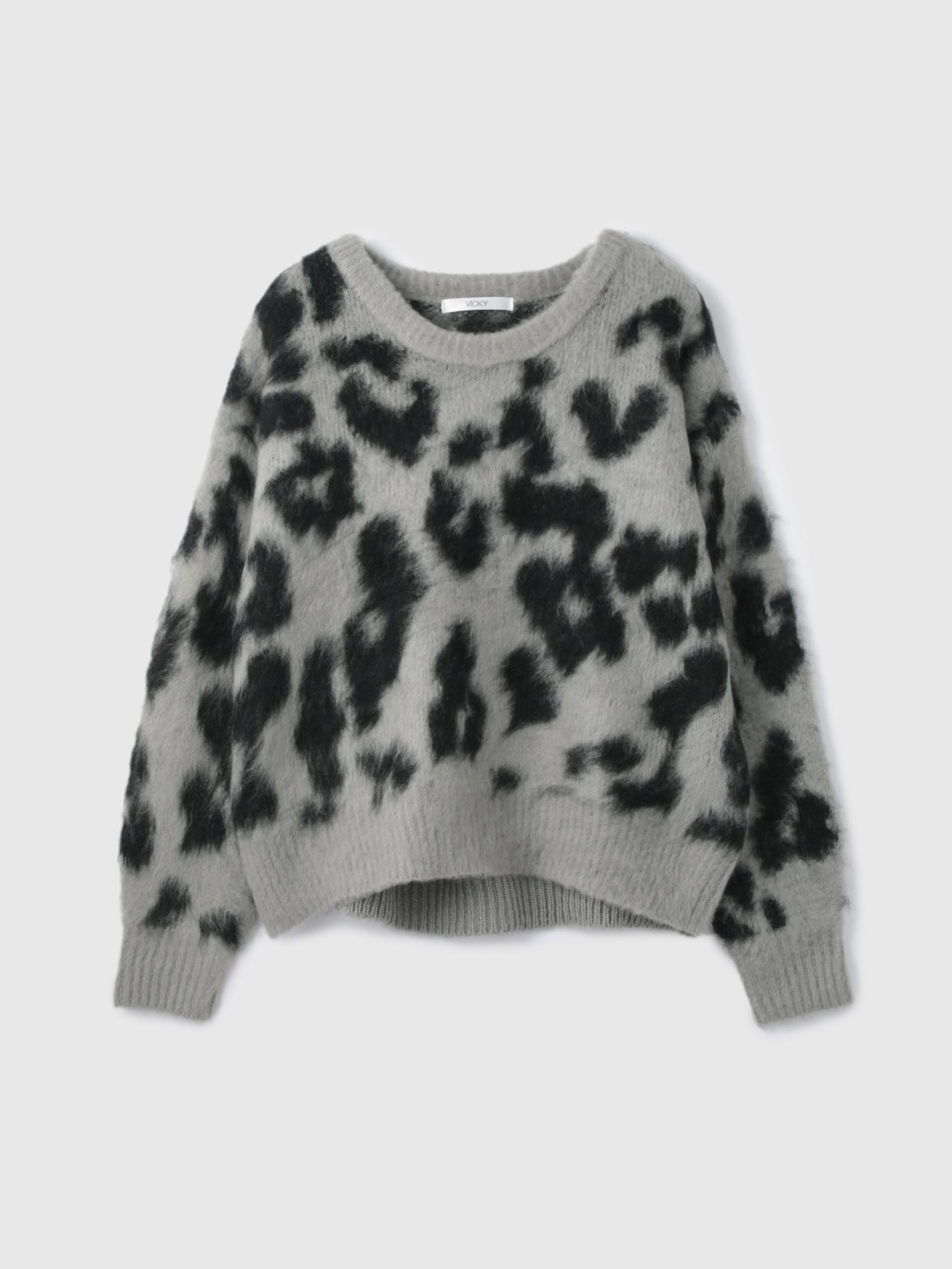 レオパードジャガードシャギーニットプルオーバー