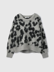 レオパードジャガードシャギーニットプルオーバー