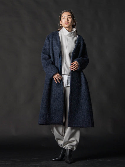 【deluxee'm】ループシャギーアシンメトリーベルトコート