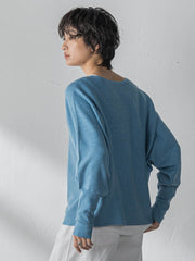 袖口ボタンドルマンニットプルオーバー≪手洗い可能≫