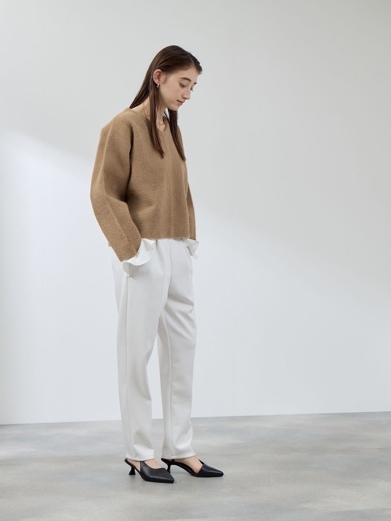 フェレットタッチWフェイスボクシーニット≪手洗い可能≫