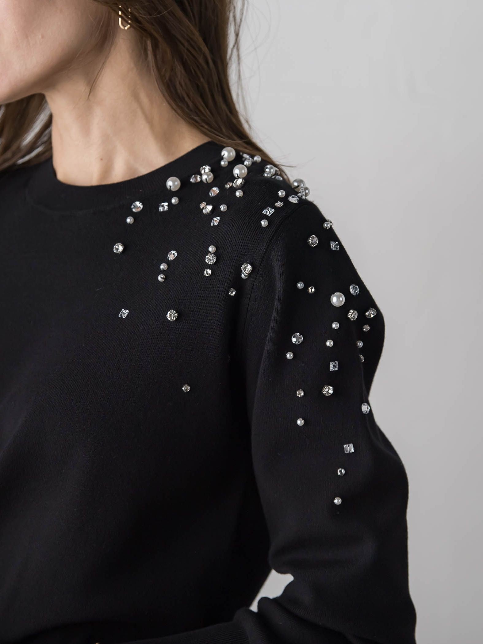 アシメパールビジューニット