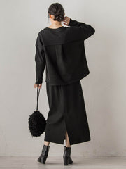 スエード×リブ変形切替えプルオーバー≪手洗い可能≫