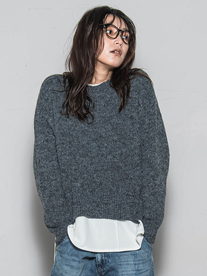 フラッフィークルーネックニット≪手洗い可能≫