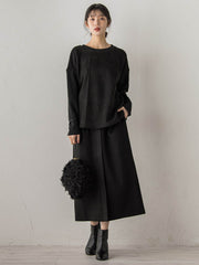 スエード×リブ変形切替えプルオーバー≪手洗い可能≫