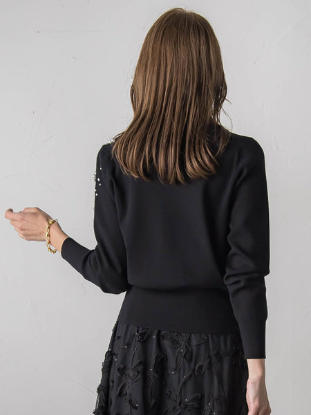 アシメパールビジューニット