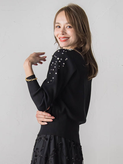 アシメパールビジューニット