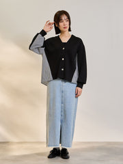 ダンボールバックストライプカーディガン