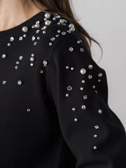 アシメパールビジューニット