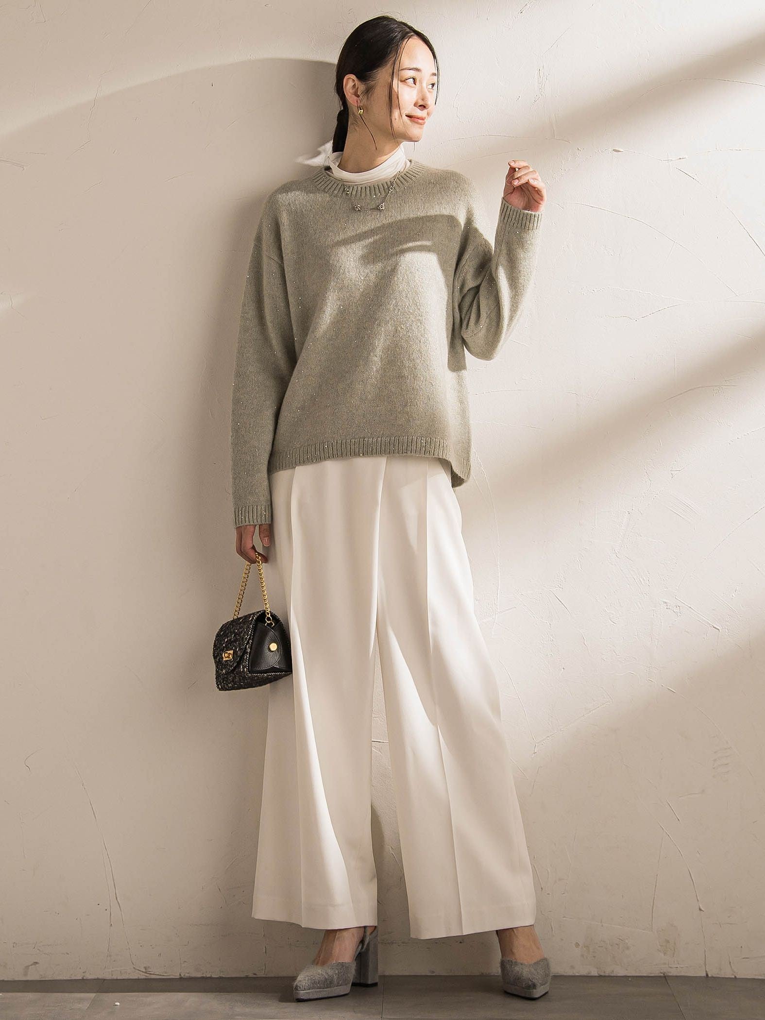 ソフィーツイルストレッチワイドパンツ ≪洗える≫