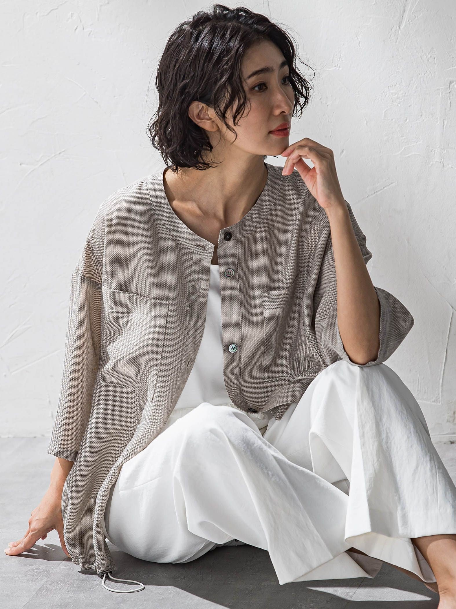 シャンブレーメッシュブルゾン≪手洗い可能≫