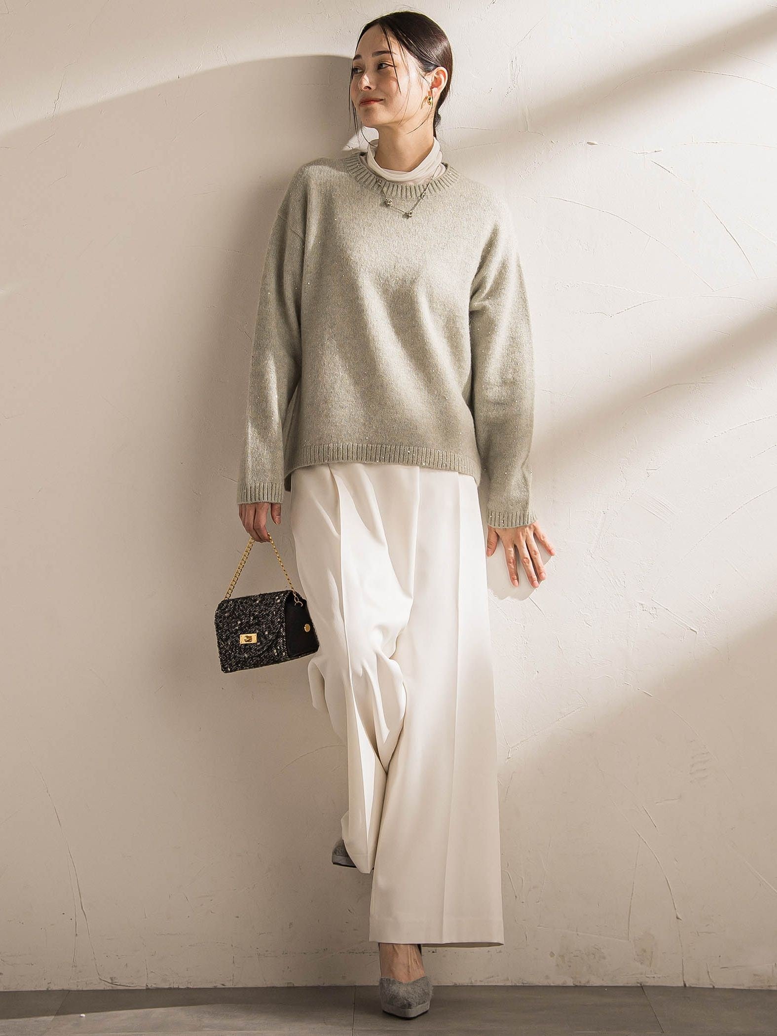 ソフィーツイルストレッチワイドパンツ ≪洗える≫