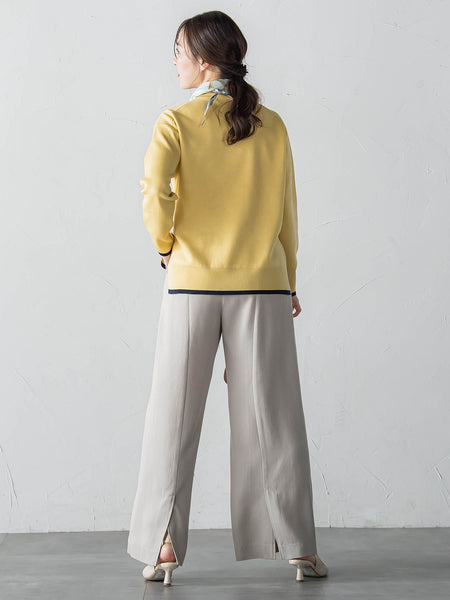 配色クルーネックニット≪洗える≫