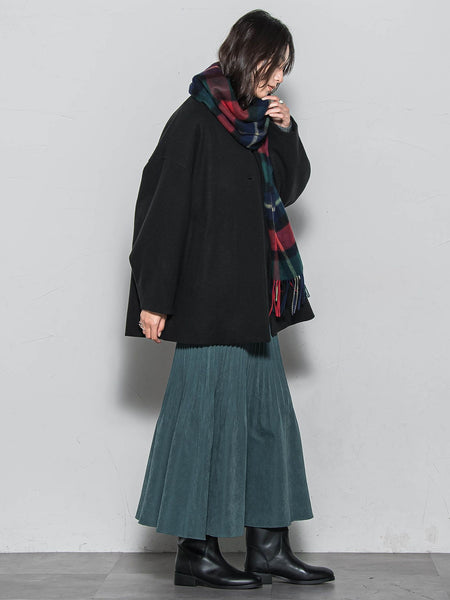 ライトジャージメルトンノーカラーミドルコート