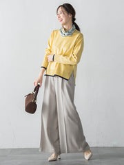 配色クルーネックニット≪洗える≫