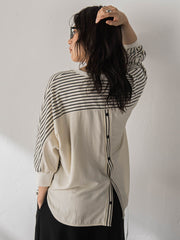 ポンチローマBACK釦ドッキングプルオーバー