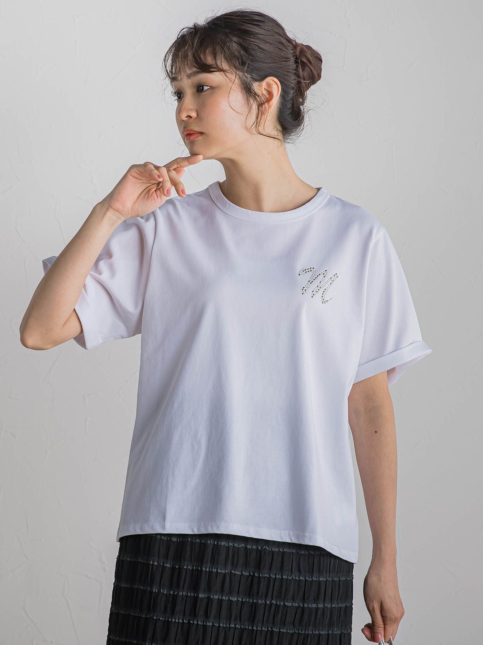 ロゴブローチ風Tシャツ≪手洗い可能≫