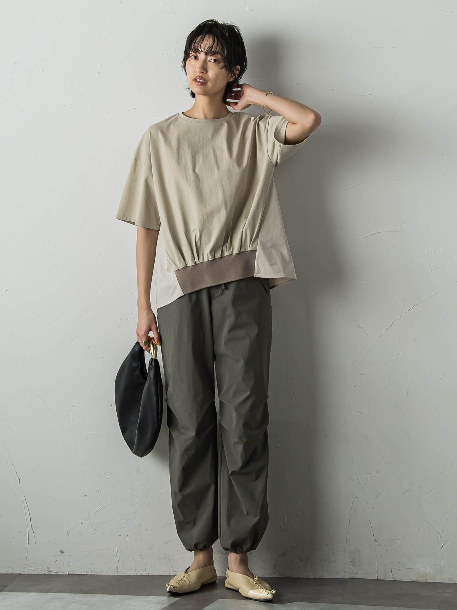 裾リブ前後異素材プルオーバー≪手洗い可能≫