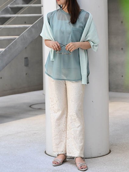 【ENIM BY VICKY】ポケット付きシアーTシャツ《手洗い可能》