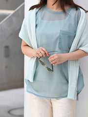 【ENIM BY VICKY】ポケット付きシアーTシャツ《手洗い可能》