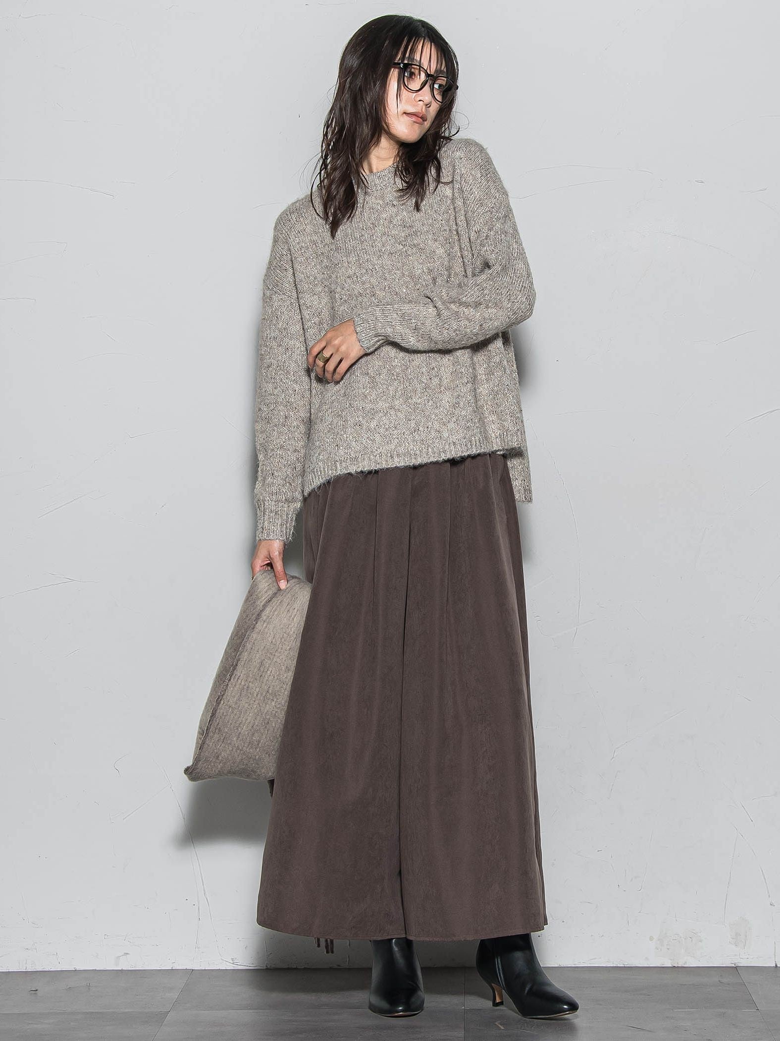 ラメスパンコールクルーネックニット≪手洗い可能≫