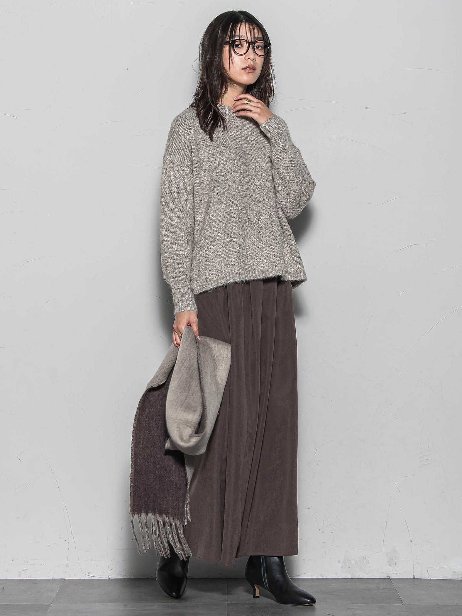 ラメスパンコールクルーネックニット≪手洗い可能≫