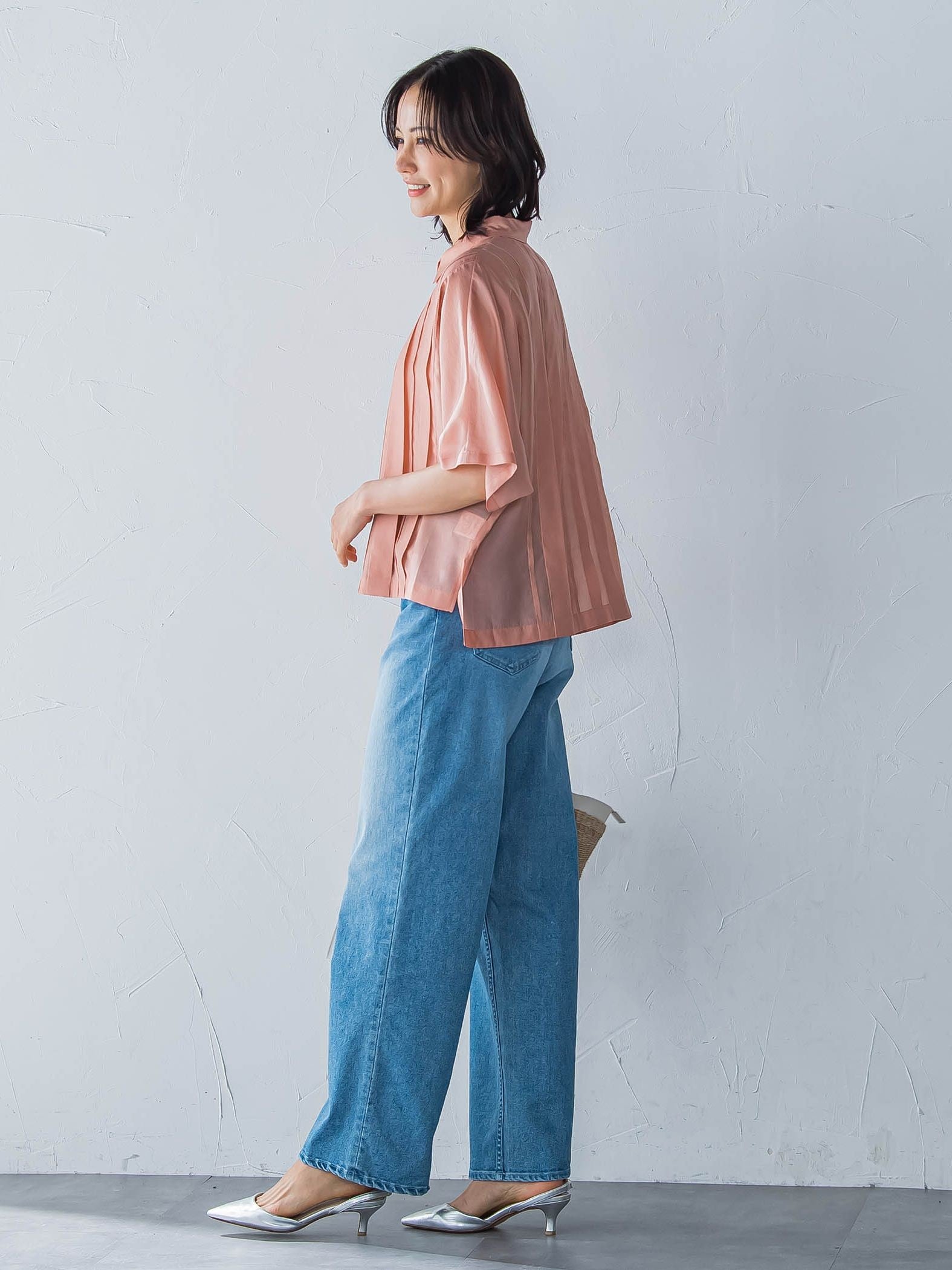 ピンタックレースブラウス≪手洗い可能≫