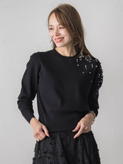 アシメパールビジューニット