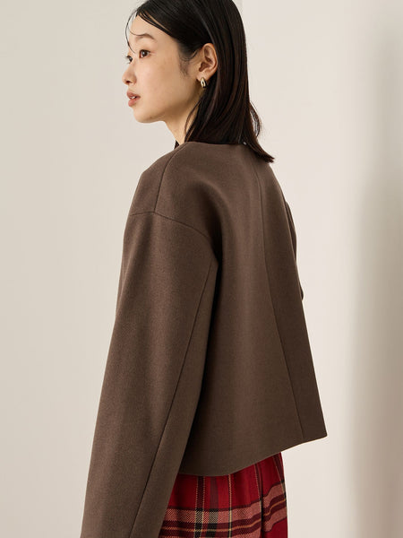 ウールチョウジャージーノーカラージャケット