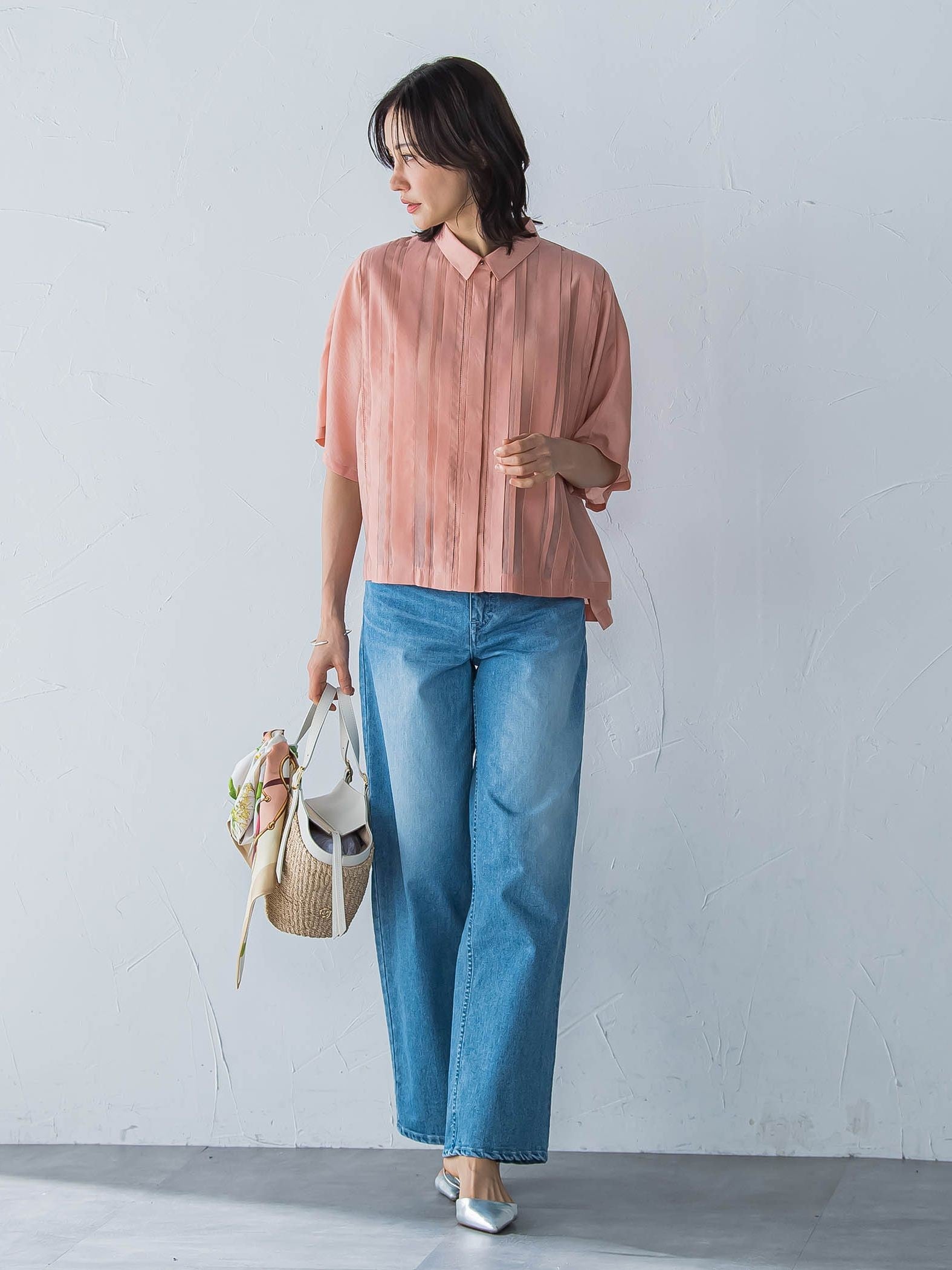 ピンタックレースブラウス≪手洗い可能≫