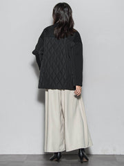 モスダンボール×中綿キルティングノーカラーコート≪手洗い可能≫