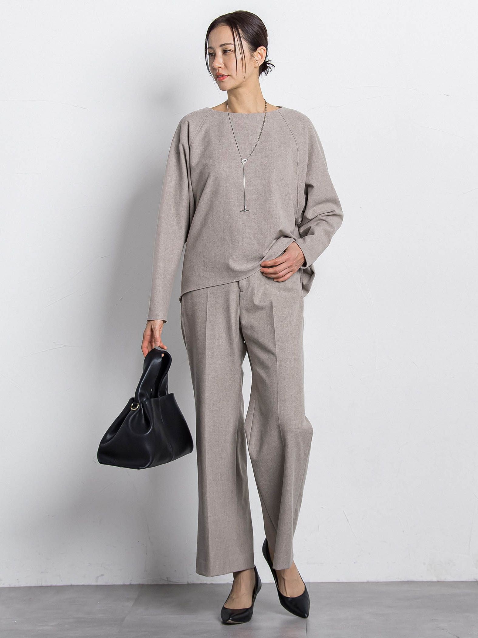 両面起毛ドロップショルダーブラウス≪洗える/セットアップ対応≫