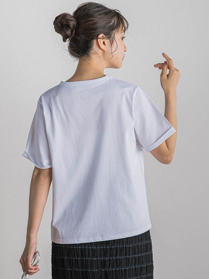 ロゴブローチ風Tシャツ≪手洗い可能≫